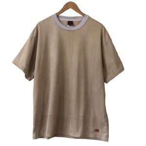 Basketball court print Tan men's T shirt Wood Print‎ Size XL